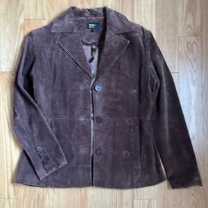 Brown soft suede blazer jacket.